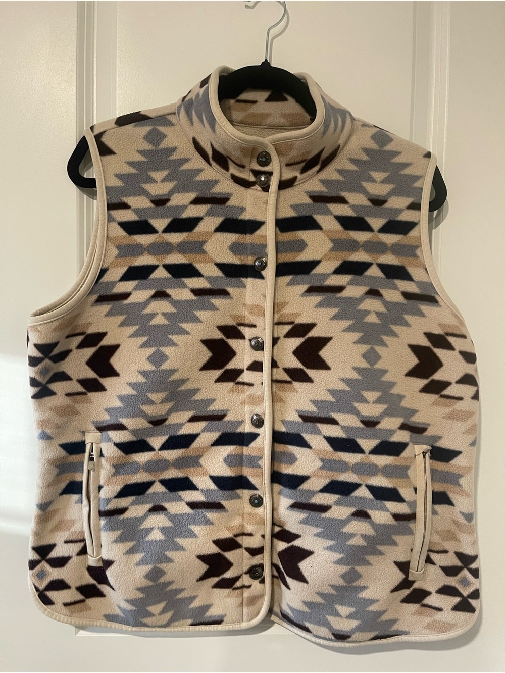 Shyanne Cream, Gray & Brown Aztec Fleece Vest